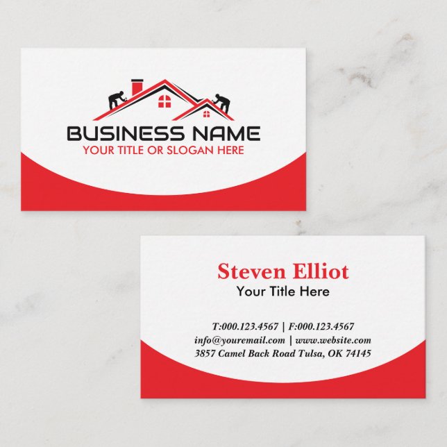 Red Roofers Professional Roofing Service Business  Business Card (Front/Back)