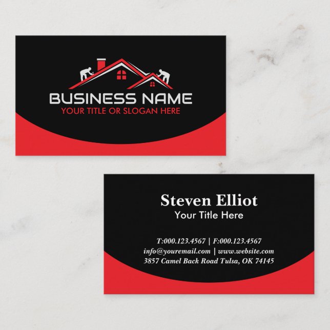 Red Roofers Professional Roofing Service Business  Business Card (Front/Back)