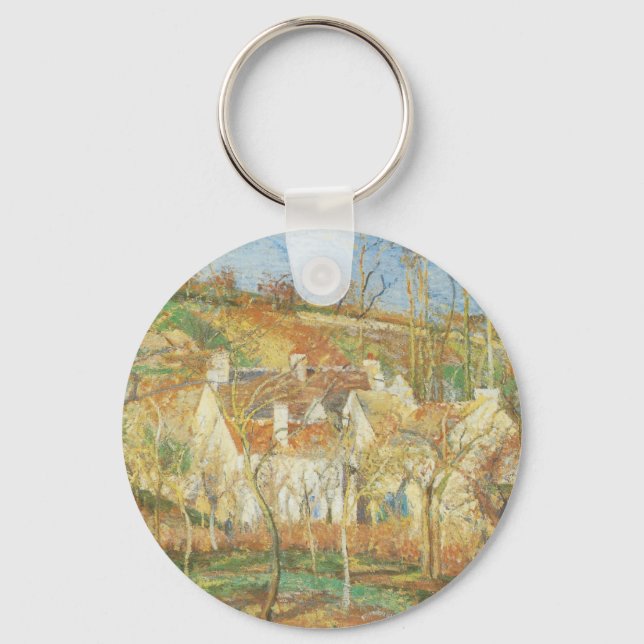 Red Roofs, Corner of a Village, Winter by Pissarro Key Ring (Front)