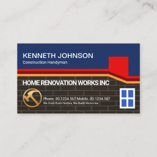 Red Rooftop Brick Wall Building Frame Masonry Business Card