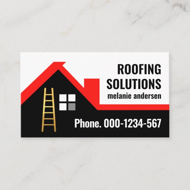 Red Rooftop Building Borderline Business Card (Front)