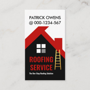 Red Rooftop Building Roofing Roofer Business Card