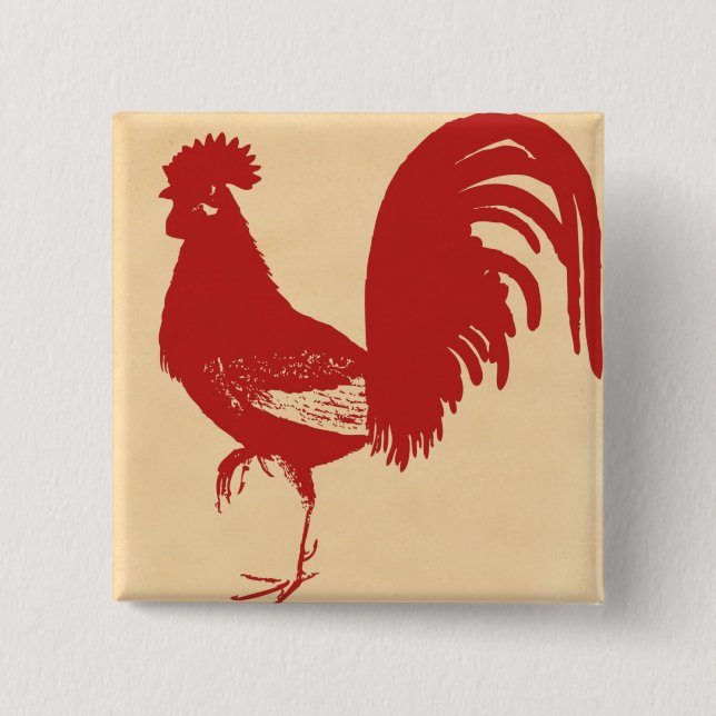 Red Rooster 15 Cm Square Badge (Front)