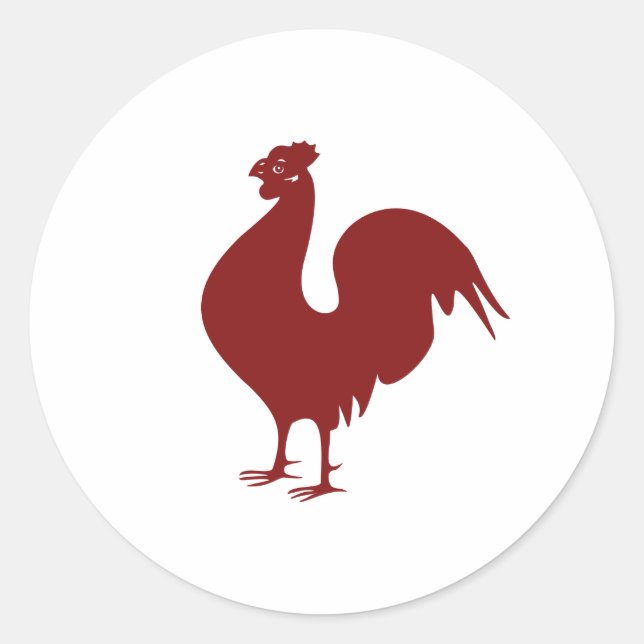 Red Rooster Adapted from an Antique Illustration Classic Round Sticker (Front)