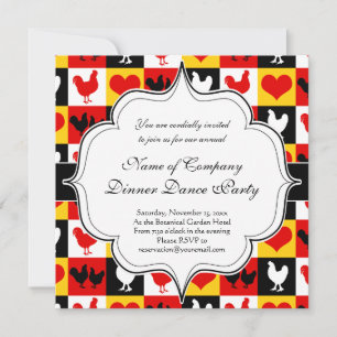 Red Rooster American Country Farm Pattern Invitation