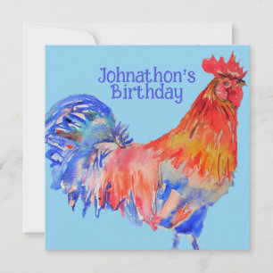 Red Rooster Boys Birthday Party Invitation