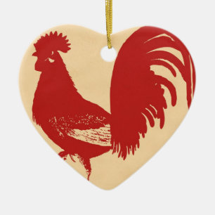 Red Rooster Ceramic Tree Decoration