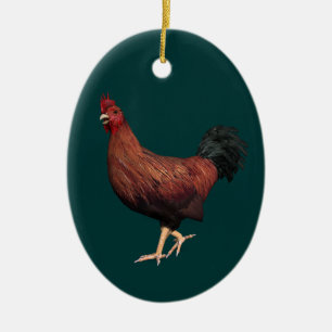 Red Rooster Ceramic Tree Decoration