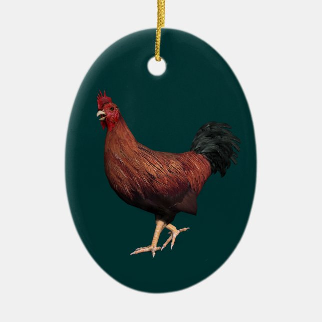 Red Rooster Ceramic Tree Decoration (Front)