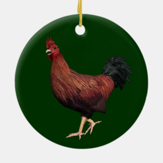 Red Rooster Ceramic Tree Decoration (Back)