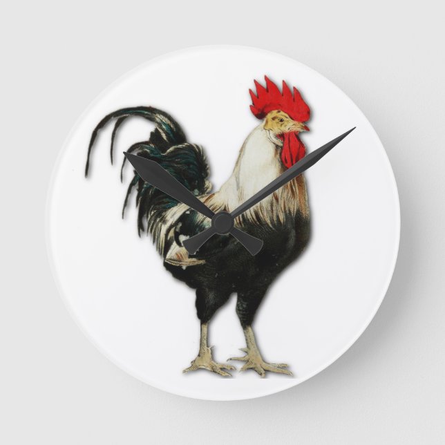 Red Rooster Chicken Customise Round Clock (Front)