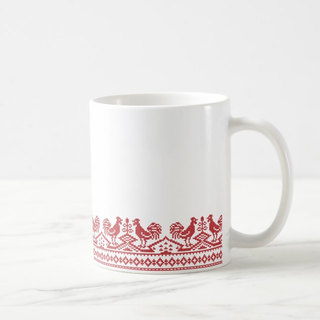 Red Rooster cross-stitch Coffee Mug (Right)