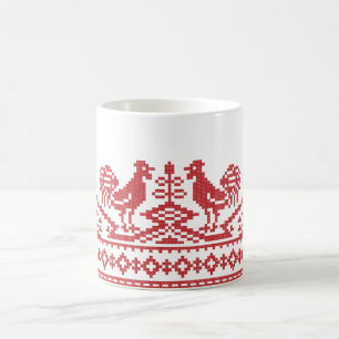 Red Rooster cross-stitch Coffee Mug