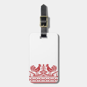 Red Rooster cross-stitch Luggage Tag