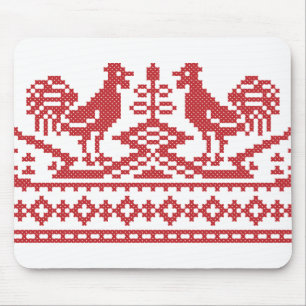 Red Rooster cross-stitch Mouse Mat