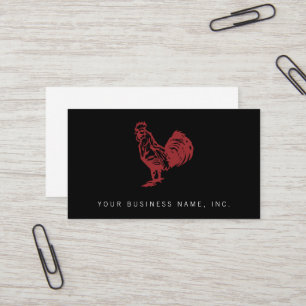 Red Rooster Farmhouse Bistro Logo Professional Business Card