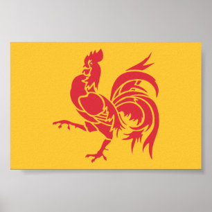 Red Rooster (Flag of Wallonia) Poster