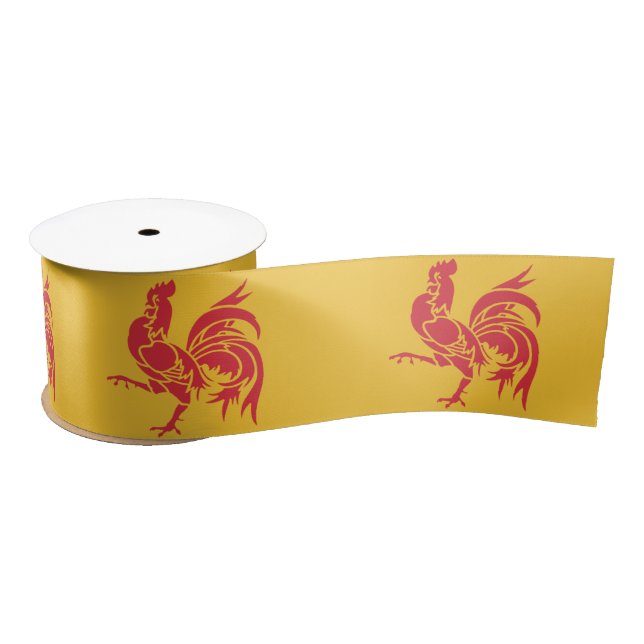 Red Rooster (Flag of Wallonia) Satin Ribbon (Spool)