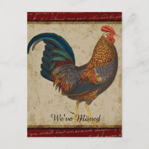 Red Rooster New Home Moved Announcement Postcard