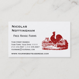 Red Rooster Old Farmhouse Vintage Business Card