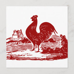 Red Rooster Old Farmhouse Vintage Invitation