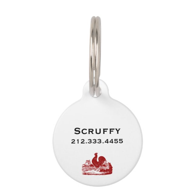 Red Rooster Old Farmhouse Vintage Pet Tag (Back)
