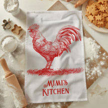 Red Rooster Tea Towel Customisable Name | Gift 