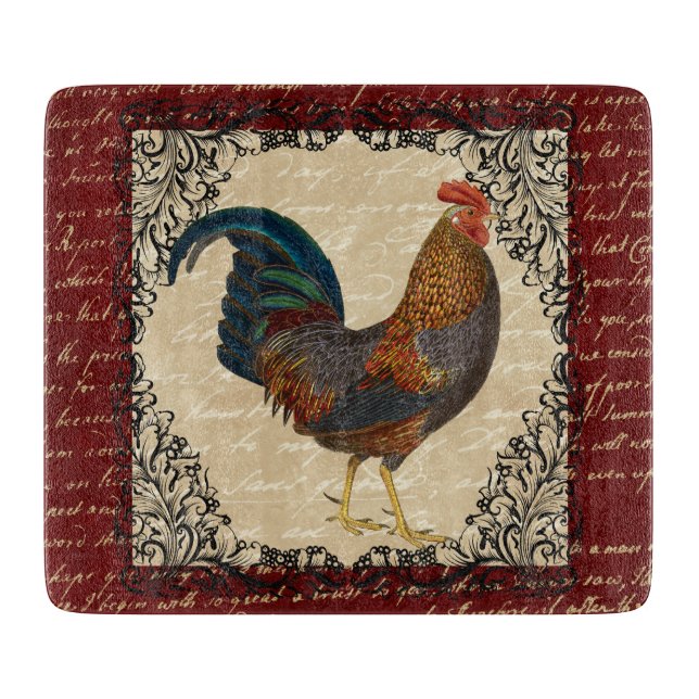 Red Rooster Vintage Cutting Board (Front)