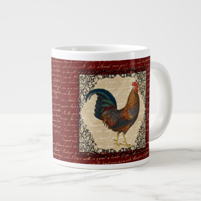 Red Rooster Vintage Large Coffee Mug (Front Right)