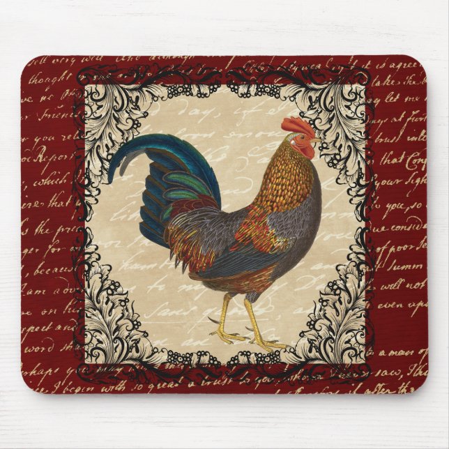Red Rooster Vintage Mouse Mat (Front)