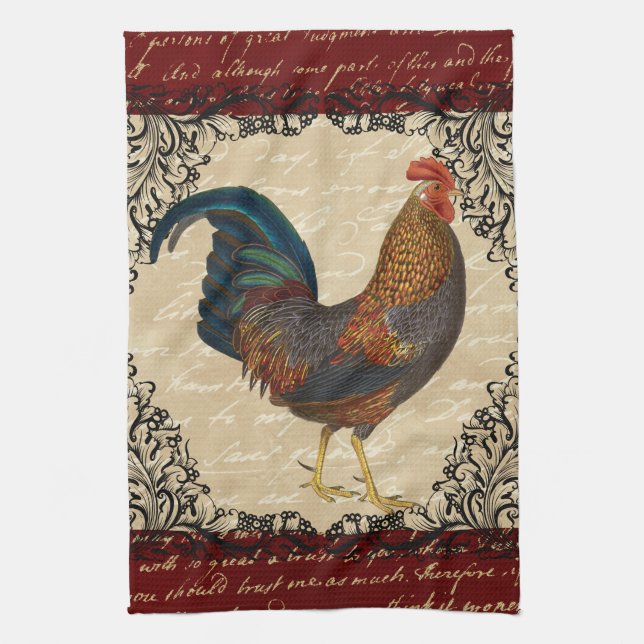 Red Rooster Vintage Tea Towel (Vertical)