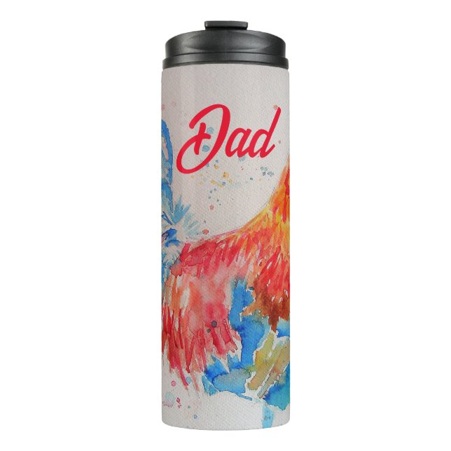 Red Rooster Watercolor Painting Fathers Day Dad Thermal Tumbler (Front)