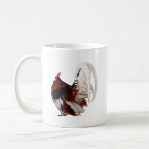 Red Rooster With White Tail Feathers Coffee Mug