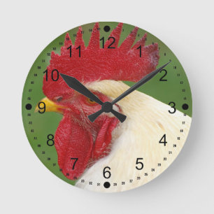 Red Rooster's Comb Country Rooster Gifts Round Clock