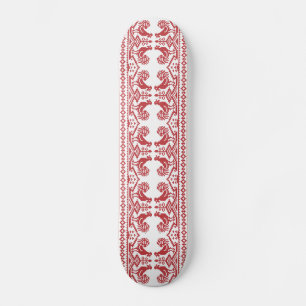 Red Roosters cross-stitch Russian Pattern Skateboard