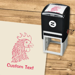 Red Rooster's Head Self-inking Stamp