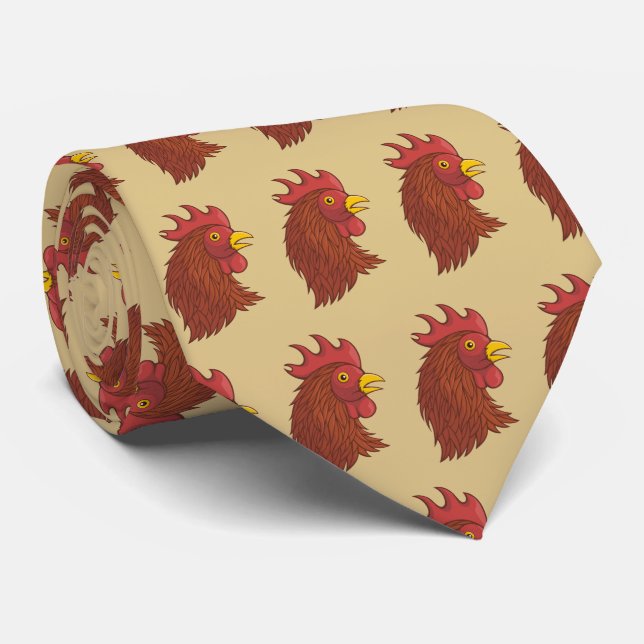 Red Rooster's Head Tie (Rolled)