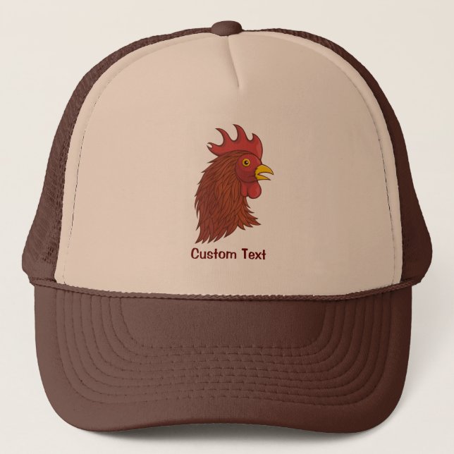 Red Rooster's Head Trucker Hat (Front)