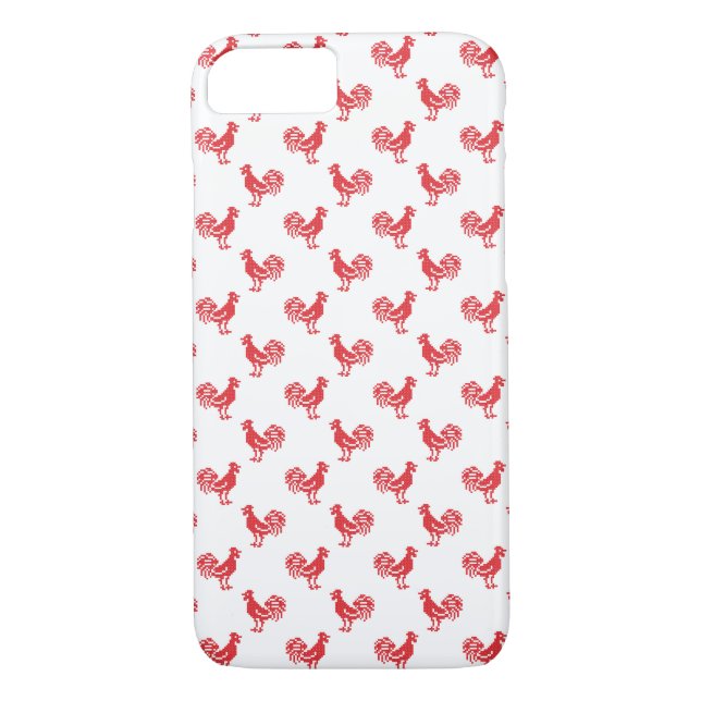 Red Roosters seamless pattern Case-Mate iPhone Case (Back)