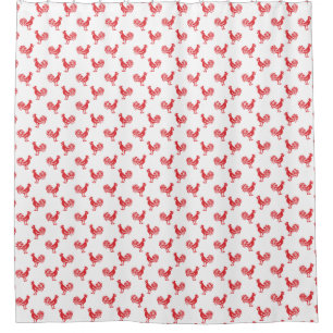 Red Roosters seamless pattern Shower Curtain