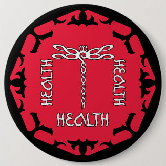 Red Root Chakra "Health" Dragonfly Design 6 Cm Round Badge