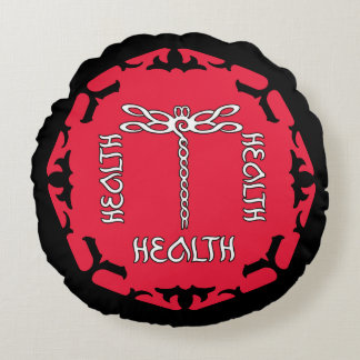 Red Root Chakra "Health" Dragonfly Design Round Cushion