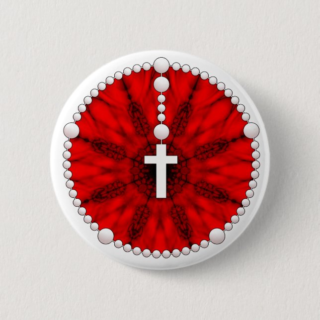 Red Rosary Dream Catcher 6 Cm Round Badge (Front)