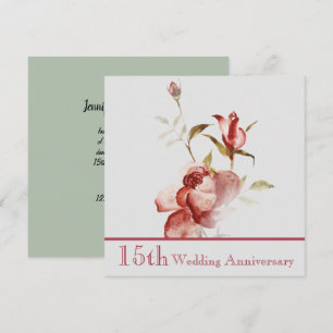 Red Rose 15th Anniversary Invitation