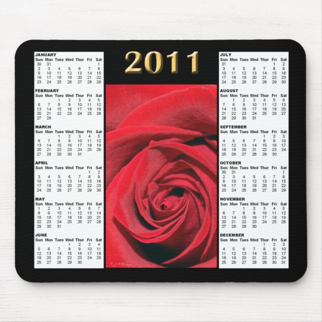 Red Rose 2011 Calendar Mousepad (Front)