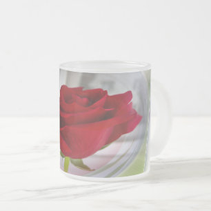 Red rose 2 frosted glass coffee mug