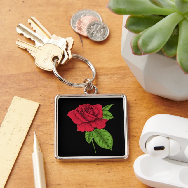 Red rose 2 key ring (Desk)