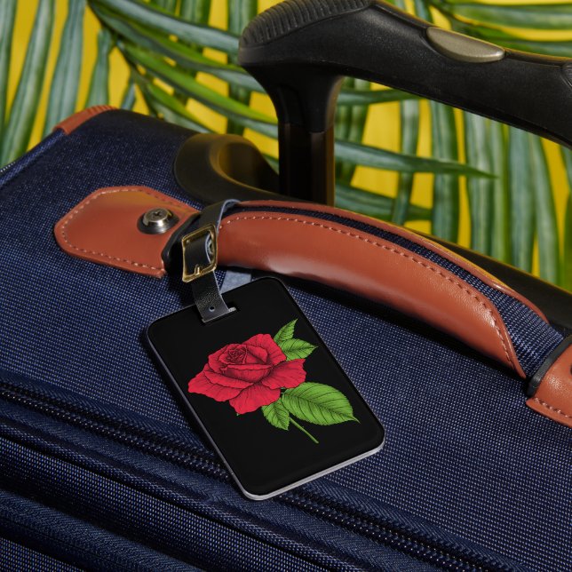 Red rose 2 luggage tag (Front Insitu 1)