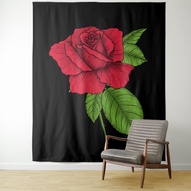 Red rose 2 tapestry (In Situ)