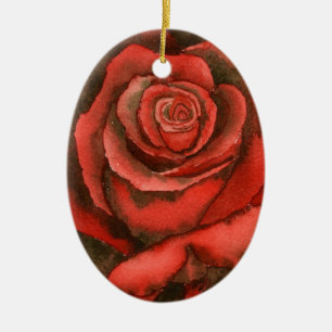 "Red Rose #3" Floral Ornament